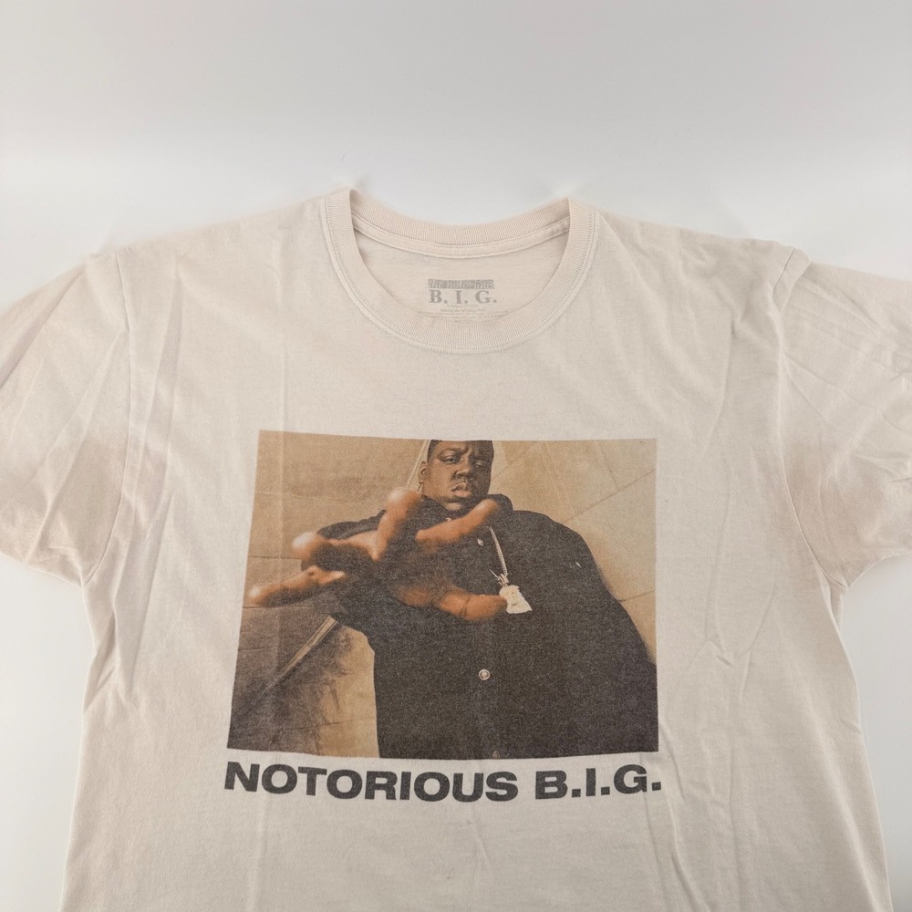 The Notorious B.I.G. Graphic T-Shirt Biggie Smalls Rap Tee Large Cream